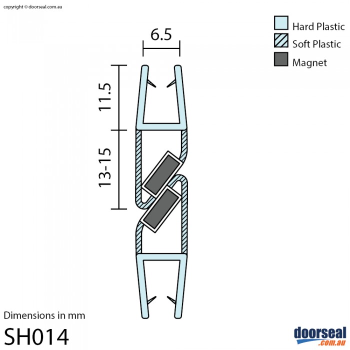 SH014 Magnetic Shower Screen Seal (6mm glass)